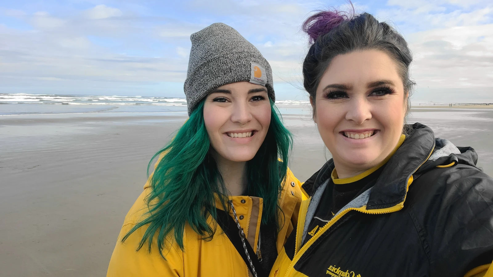 Leigh and Deanna together at the beach